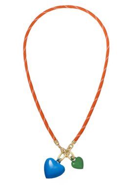 Roxanne Assoulin The Happy Cord Mini Double Heart Necklace Orange/Blue/Green